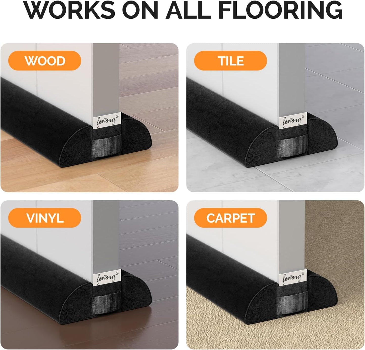fowong Door Draft Stopper 36" Adjustable Under Door Draft Stopper Soundproofing 30 Inch to 36 Inch Triangle Noise Blocker Seal Large Gap up to 1.7", Easy to Install Grey