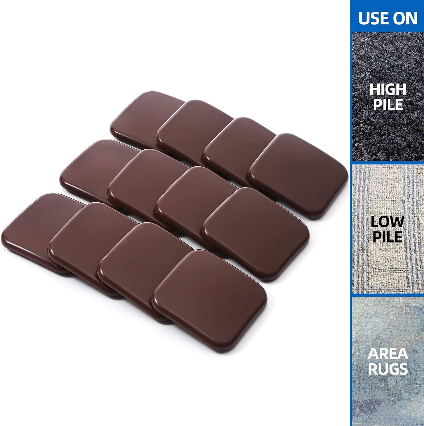 Furniture Sliders, 8pcs 4.7 inch Square Sliders for Furniture on Carpet, Heavy Duty Furniture Movers Sliders - Protect The Surface of Carpet, Easily Move Any Items!