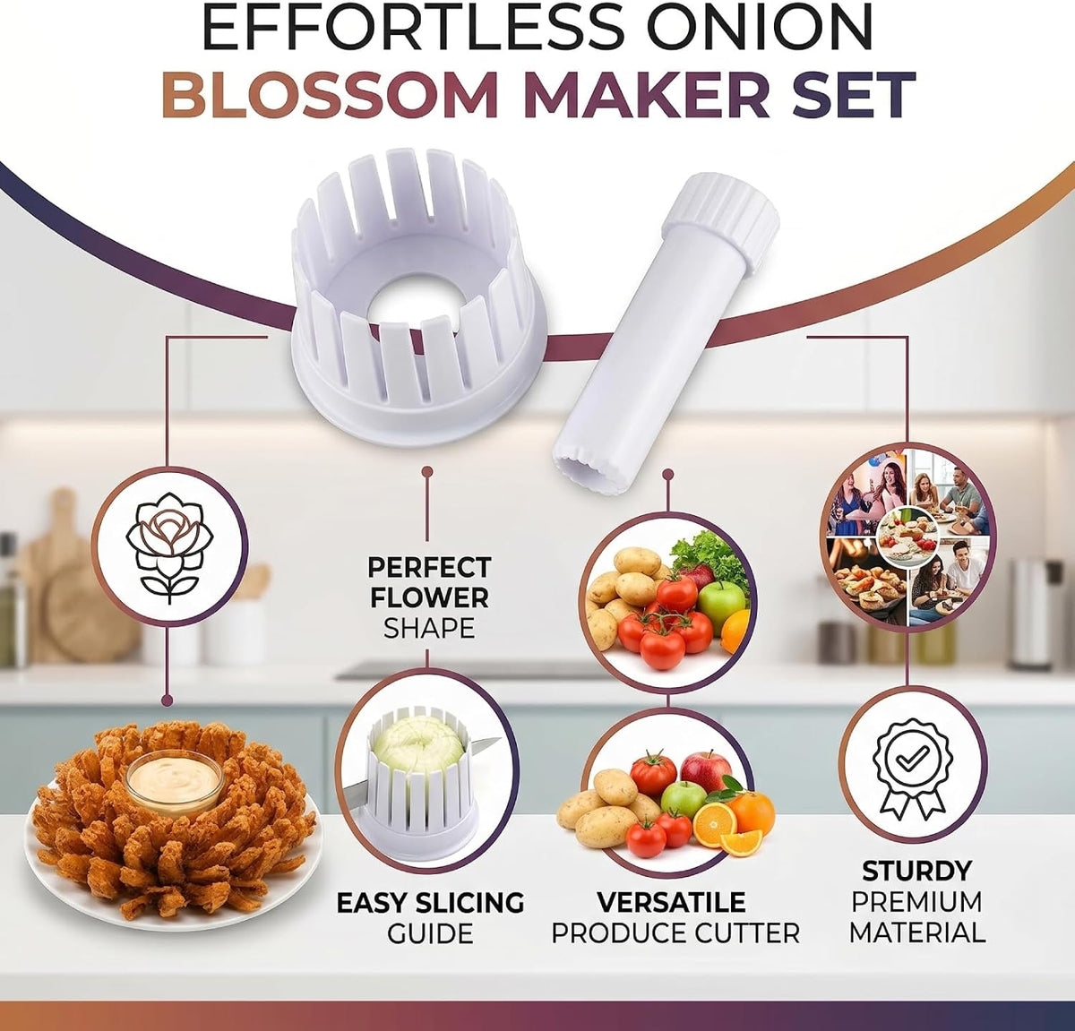 Onion Blossom Maker, Onion Holder for Blooming, Lemon Blooming Onion Cutter for Blooming, Potato Tomato Orange Blooming Maker