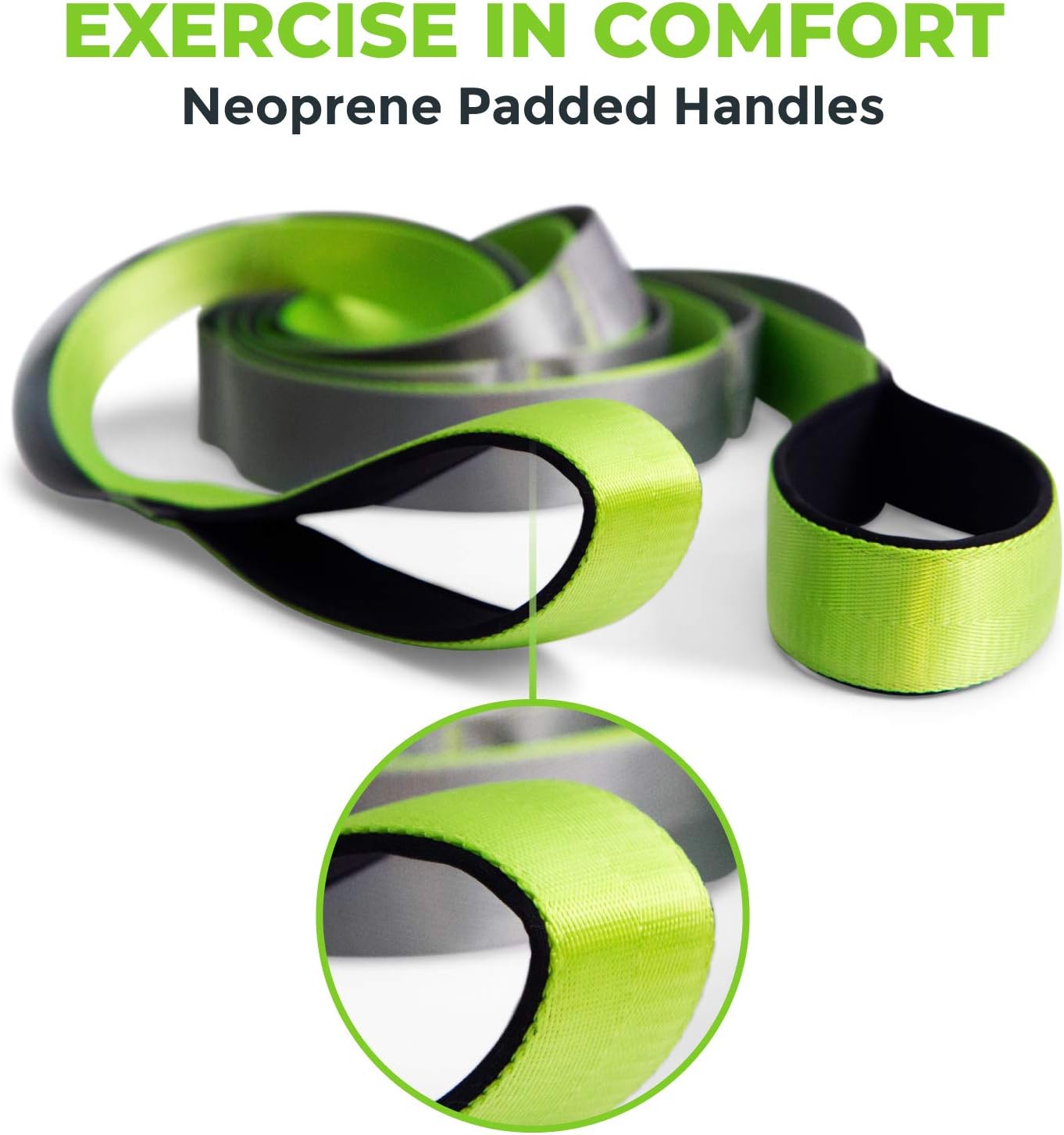 Stretching Strap for Physical Therapy, 12 Multi-Loop Stretch Strap 1.5" W x 8' L, Neoprene Handles, Physical Therapy Equipment, Yoga Straps for Stretching, Leg Stretcher.