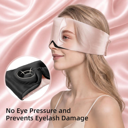 USlixury® 3D Contoured Silk Sleep Mask, Total Blackout&Zero Eye Pressure | Wider Adjustable Band for Side Sleepers, Long Lashes & Women – Perfect for Sleeping, Napping, Meditation