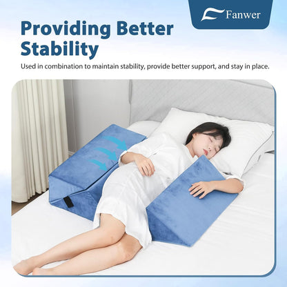 Fanwer Positioning Wedge Pillow for Side Sleeping (3 in 1), 40 Degree Triangle Bed Wedges & Body Positioners for Back Pain, Preventing Bedsores, After Surgery, Knees Elevated, Pregnancy