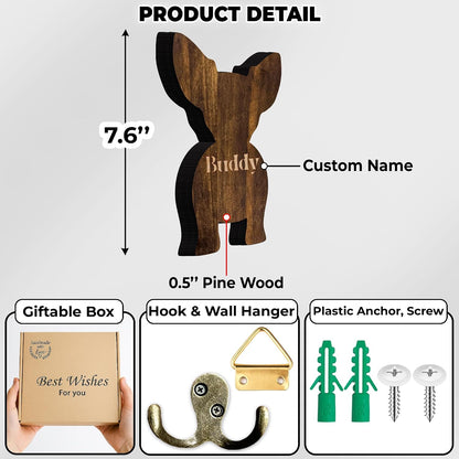 Dog Leash Holder Wall Mount, Pet Harness Hanger with Scrabble Letters, Dog Collar Organizer for Entryway, Memorial Cat Leash Holder for Wall, Pet Loss Gifts, Keepsake, Home Decor PF212-NAT