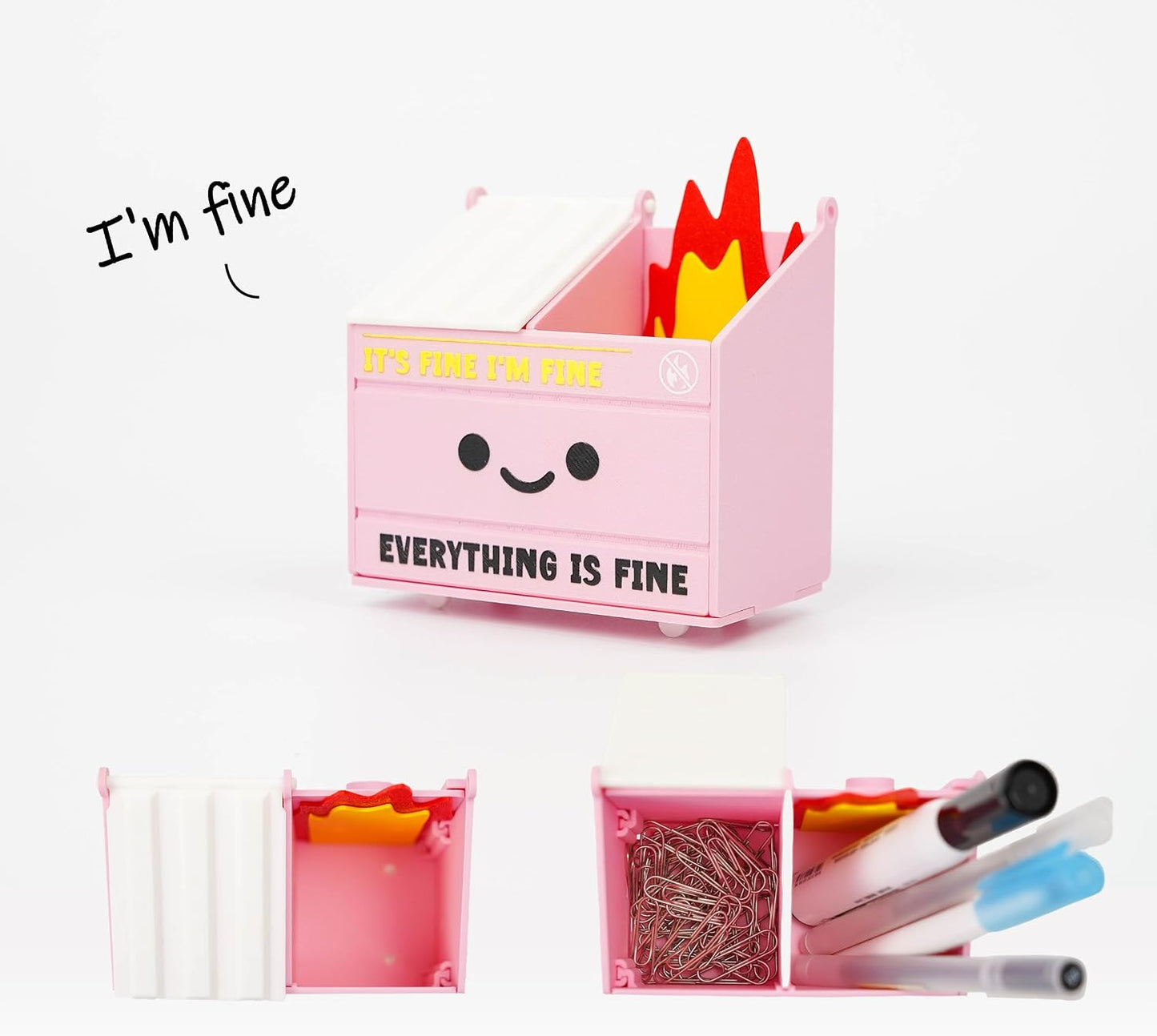 Tian Zhun Dumpster Fire Pencil Holder Funny Magnetic Pen Holder Strong Magnets to Store Marker Pencil Organizer for Refrigerator Whiteboard Locker Home Office or Hospital