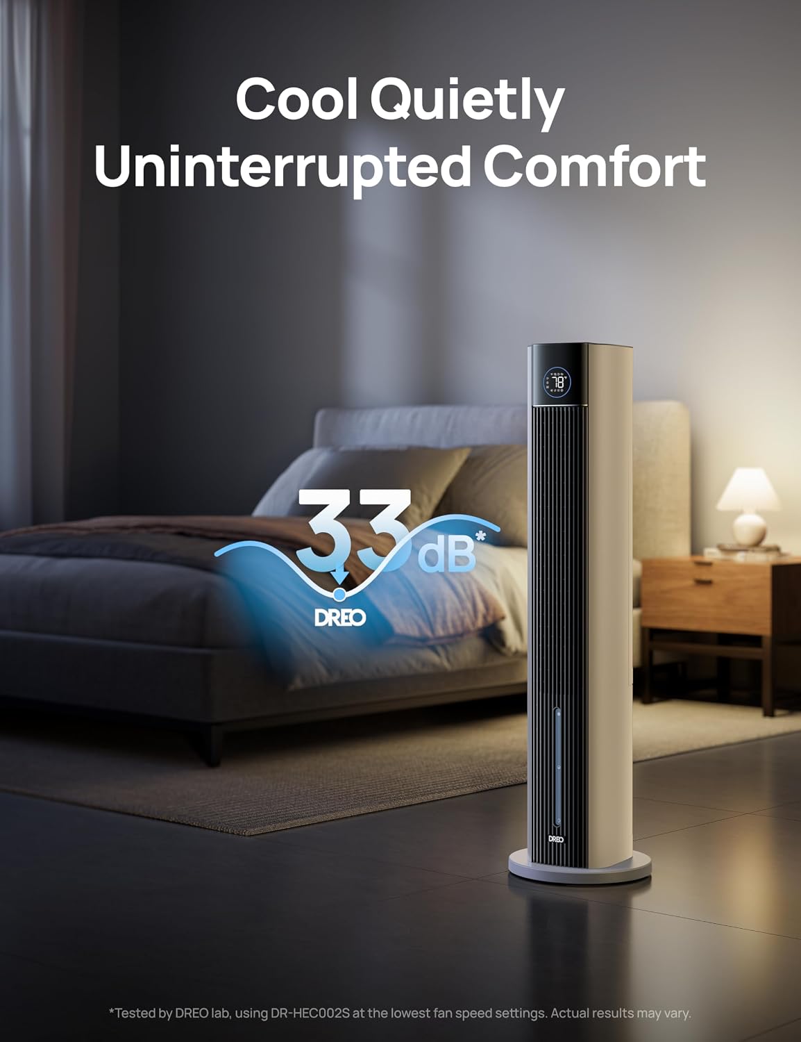 DREO Tower Fan for Bedroom, 43" Cooling Fans That Blow Cold Air 2025 Upgraded, Evaporative Air Cooler, Quiet 85° Oscillating Floor Fan, Easy Cleaning, APP Control, 4 Modes & 4 Speeds, Ink Black