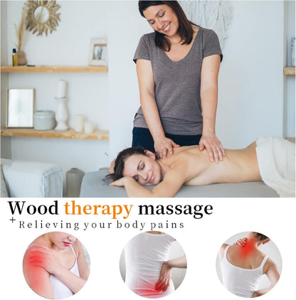 Wood Therapy Massage Tools Manual Massage Roller Stick for Body Sculpting, Maderoterapia Kit- Cellulite Massager for Muscle Pain Relief, Fascia, Cellulite