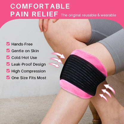 Ice Packs for Injuries Reusable Gel 2 Hot Cold Compress Therapy Pack with Adjustable Strap Soft Ice Wraps for Ankle Knee Leg Neck Shoulder Wrist Feet Back Pain Relief (Purple, Medium 10 x 5.5 Inch)