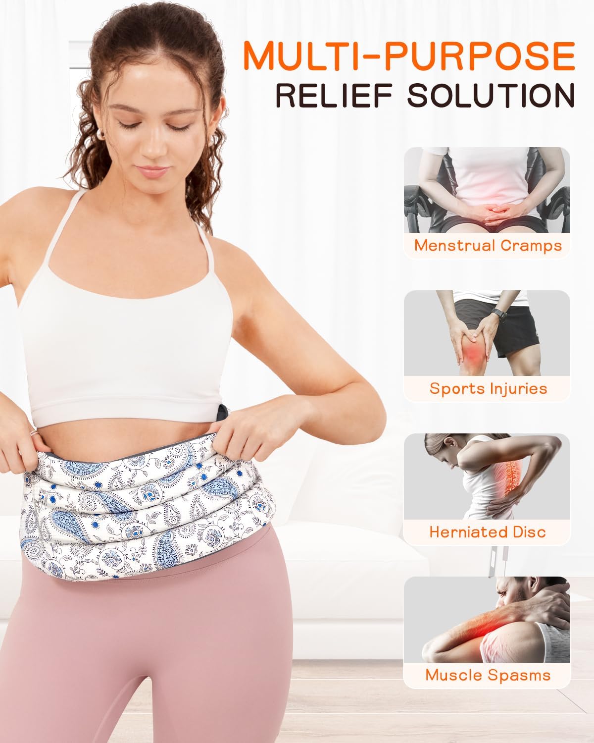 Heating Pad for Neck and Back, Extra Long Microwavable Weighted Moist Heat Pack, Reusable Neck and Back Wrap for Sore Muscles & Stress Relief