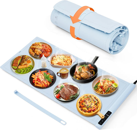 Warming Mat for Food Extra Large- 24"x16" Electric Warming Trays for Buffets Party, Food Warmers for Thanksgiving, Christmas House Warming Gift, Portable Heating Mat with 9 Temp Settings & 6H Timer