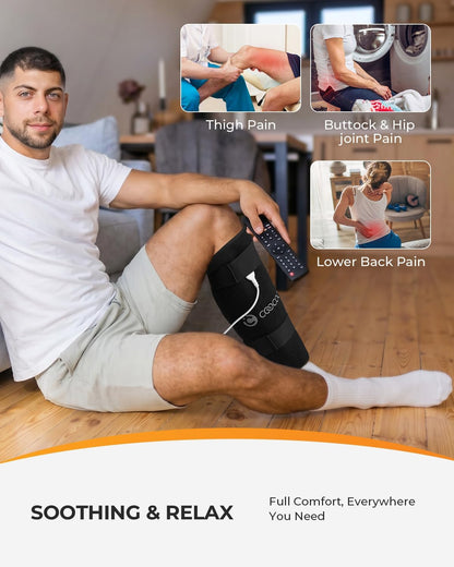 CooCoCo FSA Eligible HSA Hip Heating Pad for Hip and Sciatica Pain Relief | Heated hip brace, 6 heat levels, 4 timers, adjustable wearable fit, soft plush lining for hip, thigh, buttock and lower back