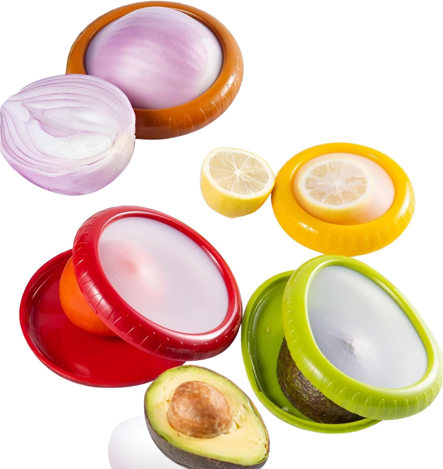 Silicone Fruit and Vegetable Anti-Oxidation Storage Box, Fresh Pods For Storage, Avocado Saver For Fridge, Set of 4 Reusable Storage Containers for Fridge, Fresh Pods