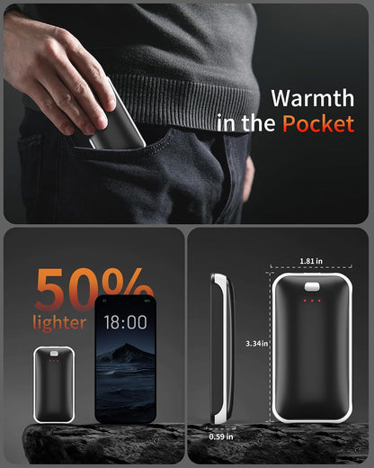 Lerat Hand Warmers Rechargeable 2 Pack, Portable Electric Hand Warmer Max 131℉, Reusable Slim Pocket Heater Handwarmers, Gifts for Men, Women, Outdoor, Golf, Camping, Hunting Essentials