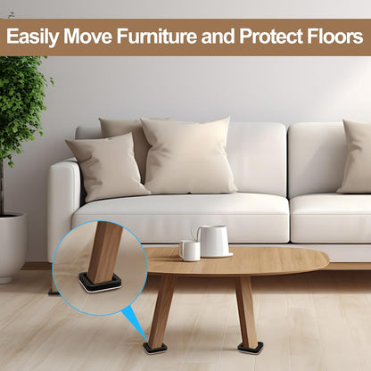 Upgraded Felt Furniture Sliders for Hardwood Floors - 8 PCS 4" | Patented Groove Design, Furniture Movers Sliders, Easily and Safely Move Any Item, Floor Protection