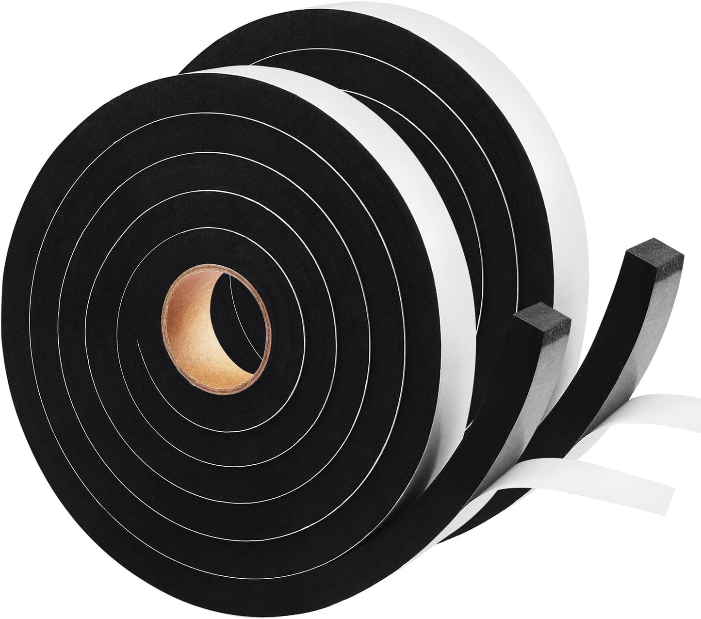 2 Rolls Foam Seal Tape for Door Window Insulation, Soundproof and Shockproof Foam Adhensive Strip, 3/8" Wx3/16 T Single Sided Foam Tape, Cold Air and Draft Closed Cell Seal Strip,Total 32FT