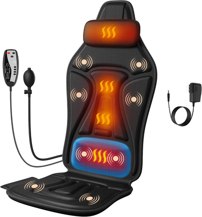 Vibration Massage Seat Cushion with Heat, Full Back & Neck Massager for Chair, 8 Motors Massage Pad with Adjustable Lumbar Support, Heated Chair Cushion for Office Home Recliner