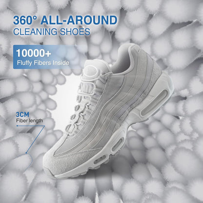 Shoe Washing Bag for Washing Machine, Fluffy Fibers Keep 360° Wrap-around Cleaning, Adjustable Shoe Trees, Durable Hidden Zipper Reusable Laundry Bag for Sneaker Gym Shoes White