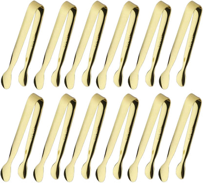 6PCS Ice Tongs Mini Sugar Tongs 4.25Inch Stainless Steel Kitchen Utensils Set,Small Serving Tong and Tiny Kitchen Tong for Appetizers,Tea Party, Coffee Bar, Desserts by Sunenlyst (Silver)