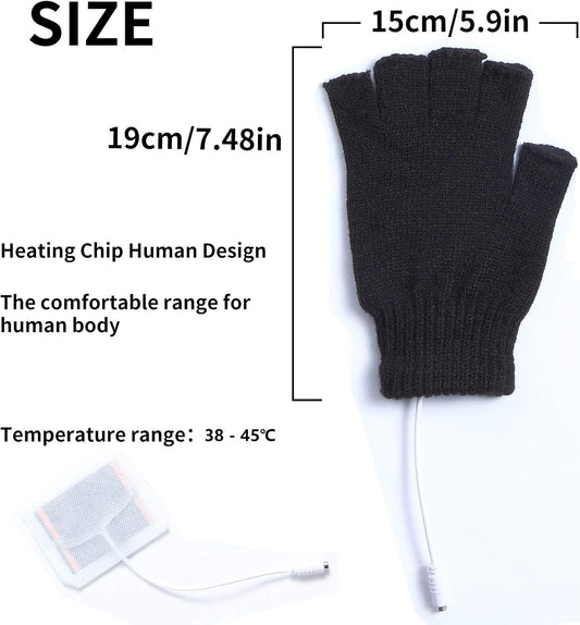 2 Pairs USB Heated Gloves for Men and Women, USB 2.0 Powered Stripes Heating Pattern Knitting Wool Design Winter Gift