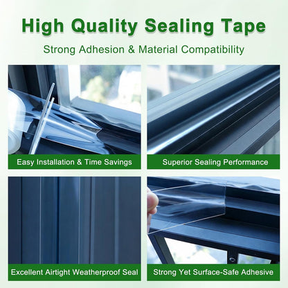 Qoqooice Transparent Window Weather Sealing Tape 2 Inch x 33 FT Weather Stripping Residue-Free Clear Window Insulation Tape for Doors Windows and Shower Glass Gaps