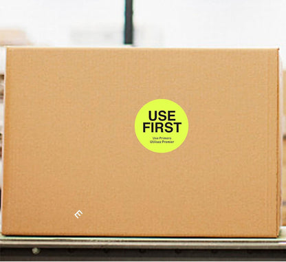 500 Pcs 1.5" Use First Stickers Small Stickers Circle Label Dot Labels Fluorescent Paper, Fluorescent Green