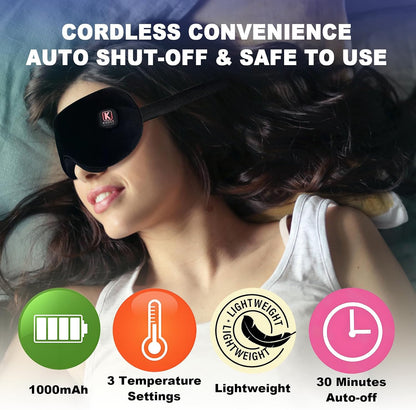 Cordless Heated Eye Mask Rechargeable Warm Compress for Sleep Travel