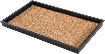 Anji Mountain Heavy Duty Waterproof Rubber Shoe Storage Mat Organizer/Boot Storage Tray Multi Use For Entryway with Coir, Tan Insert, Fits 2 Pair (24.5" Wide)