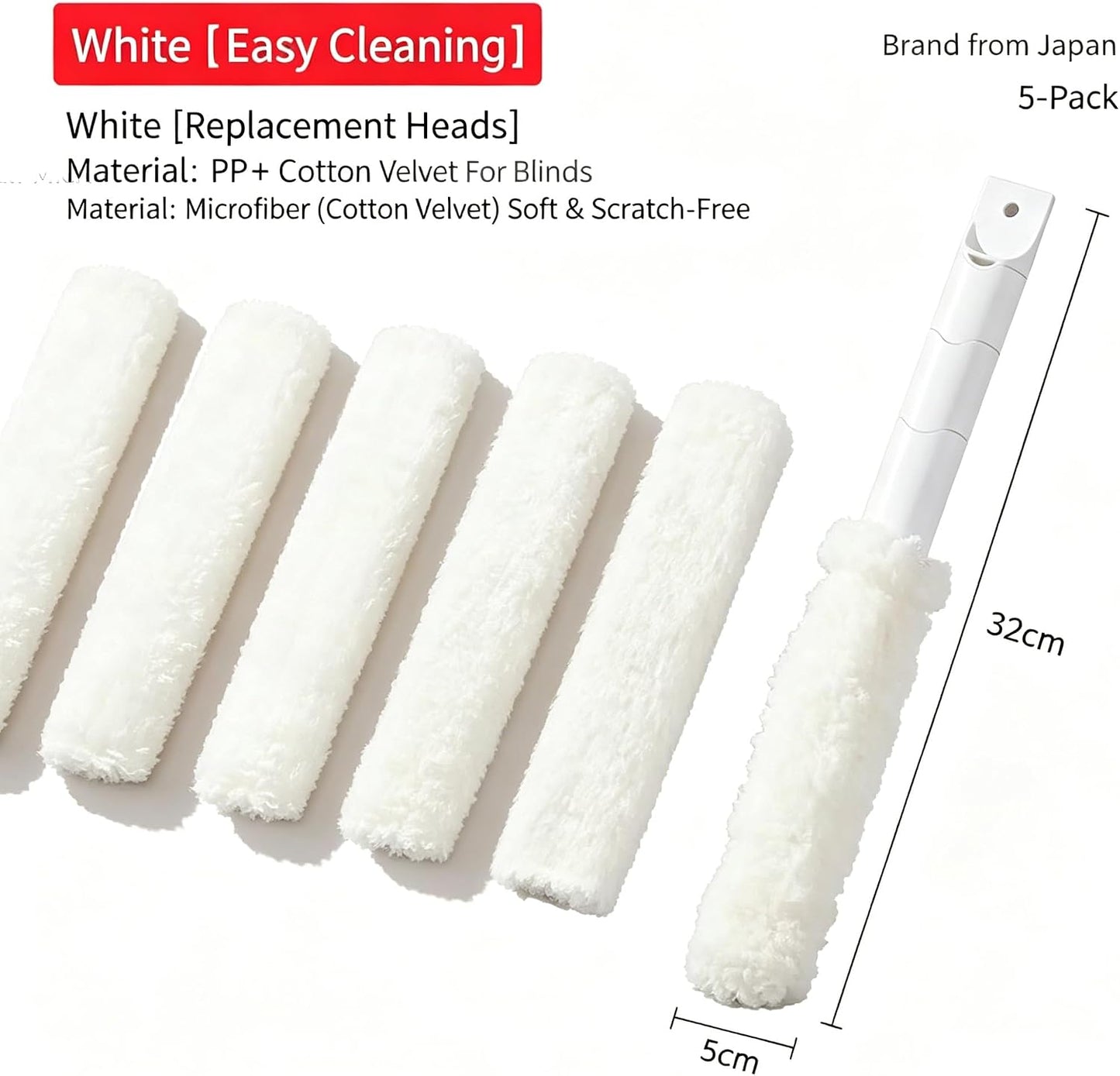 Home Detail Cleaning Kit, Crevice Cleaning Brush, 5-in-1 Detail Duster, Replacement Pads, Microfiber Sleeves and Storage Bag for Window Tracks, Air Vents, Kitchen and Bathroom