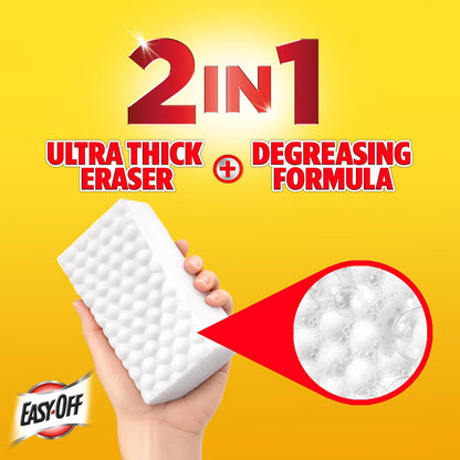 Easy‑Off Heavy Duty 2‑in‑1 Ultra Thick Eraser & Degreasing Formula, 3 Multi‑Use Cleaning Pads — Cuts Through Tough Grease & Grime in Seconds
