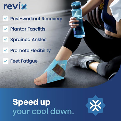 REVIX Ankle Ice Pack Wrap for Plantar Fasciitis & Foot Pain Relief