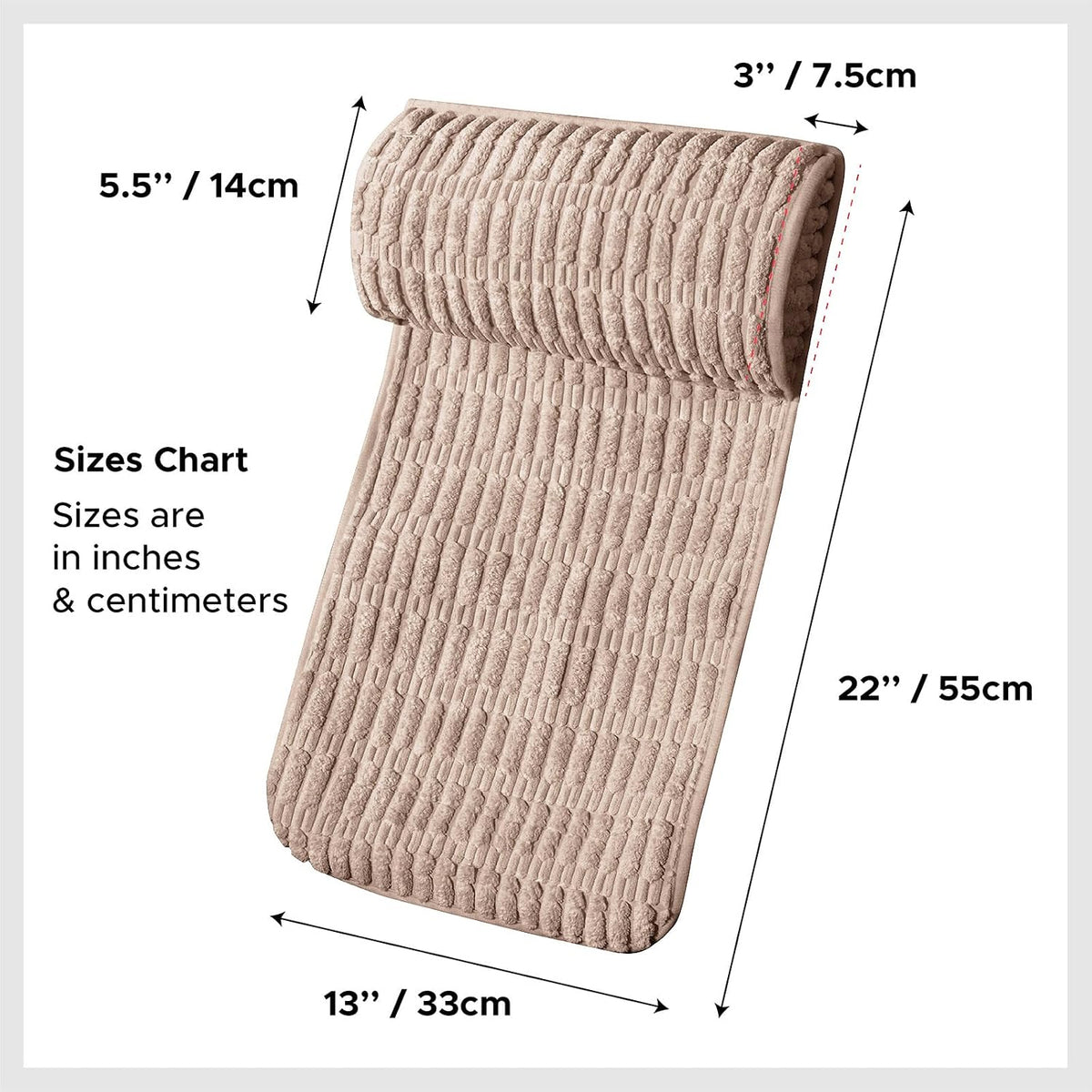 WdFour Headrest Memory Pillow, Support Cushions for Neck, Back or Foot for Sofas, Recliners, Office Chairs, Massage Chairs for Neck Pain Relief and Cervical Support(Khaki, 13" Wx2.7 D).