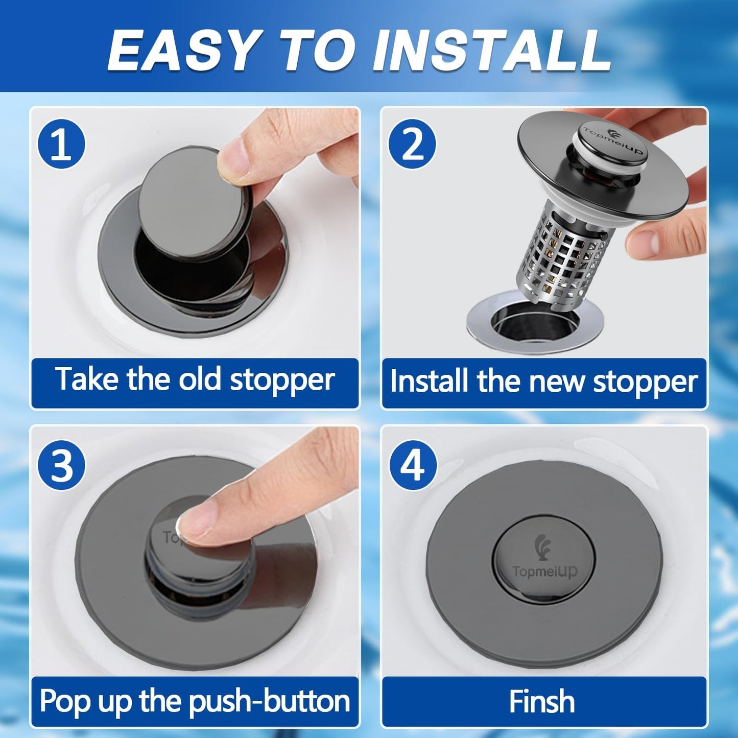 Bathroom Sink Drain Strainer, Pop-up Sink Drain Strainer with Removable Stainless Steel Strainer Basket Hair Catcher, Bathroom Sink Strainer for Bathroom Sink Stopper Replacement(1PCS)