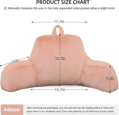 Aimuan Reading Pillow Bed Rest Wedge Adult Backrest Pillow with Arms Sitting in Bed Cushion Incline Rest Sleeping Pillow for Watching TV/Gaming/Relaxing, Ivory