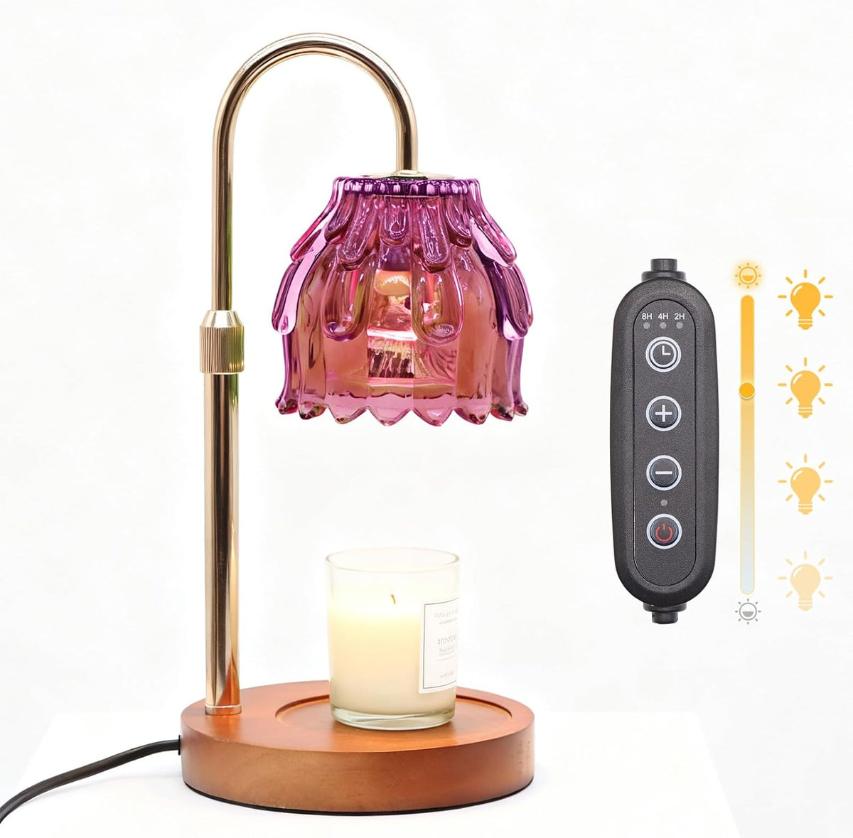 Candle Warmer Lamp with Timer & Dimmer, Birthday Gifts for Women Mom, 4-Level Dimmable Flower Heat Lamp for Jar Candles, Adjustable Height, House Warming Gifts, Home Decor (Purple