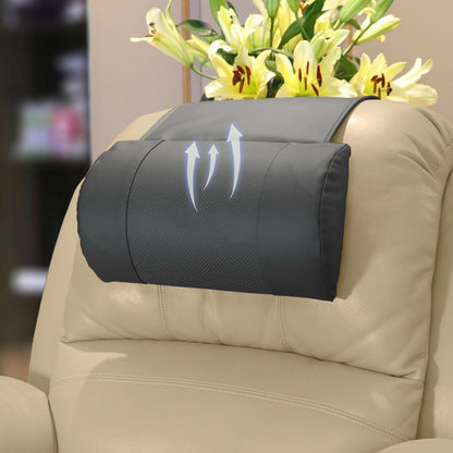 Breathable Perforated Leather Recliner Memory Foam Head Pillow - Non-Slip Base with Adjustable Neck Support in Chocolate, for Recliners, Sofas, and Loveseats, Ensuring Unmatched Relaxation