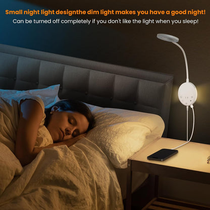 Wall Mounted Reading Light, Bedside Headboard Lights with 5 Color Temperature & 5 Dimming, 360 Flexible Gooseneck, USB Output, Night Light & Timer Function - Perfect for Reading (Black)