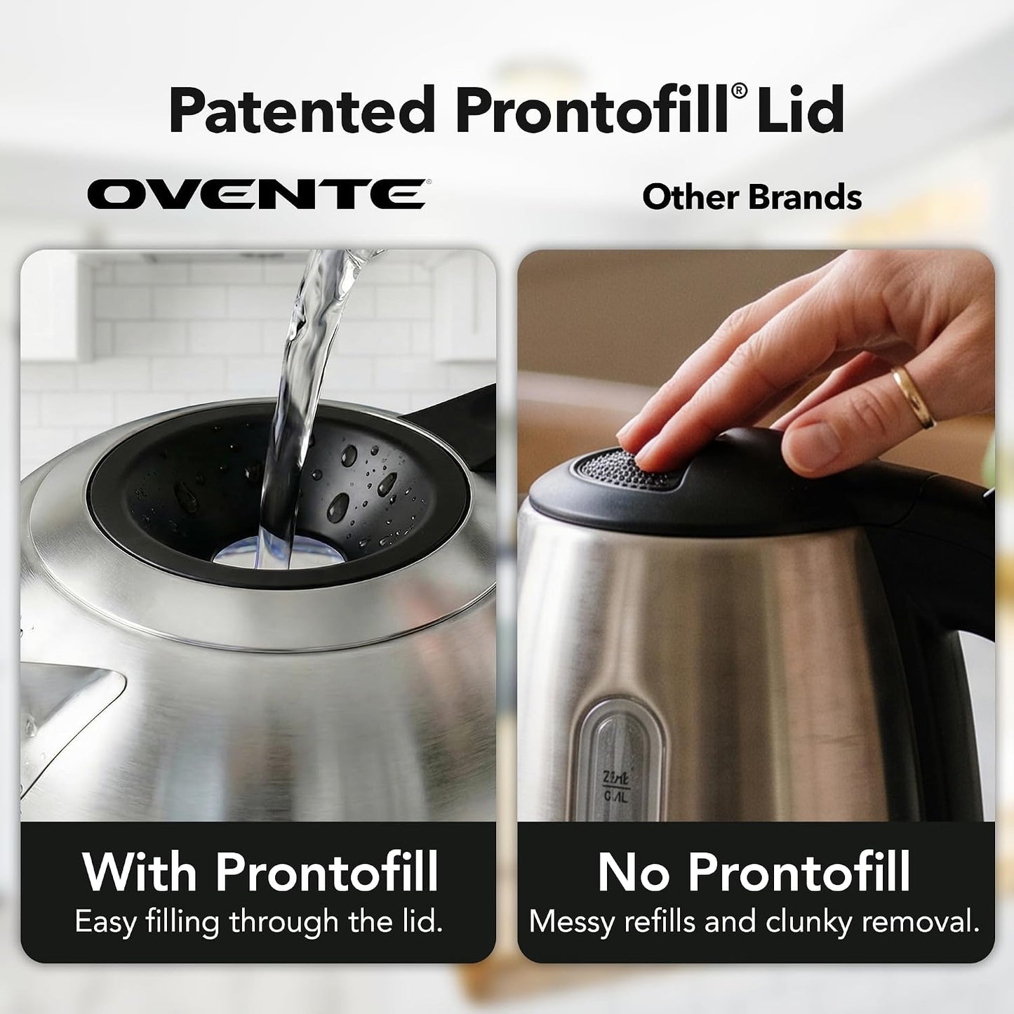 OVENTE 1.8L Glass Electric Kettle Water Boiler, Silver KG751S | 1500W Fast Boiling, Easy Fill Lid, Borosilicate Glass, BPA-Free, Blue LED, Auto Shut-Off, Boil-Dry Protection, Cordless