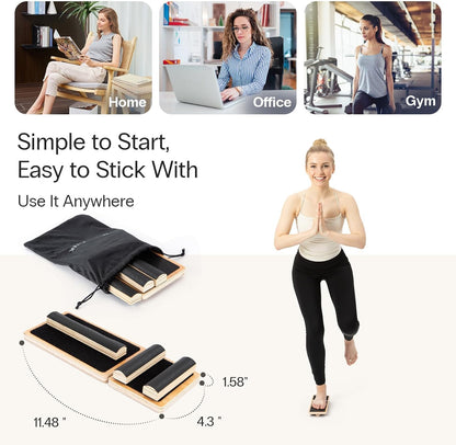 StrongTek Ankle Mobility Board, Wooden Single-Leg Balance Trainer, Non-Slip
