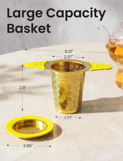 Tea Infuser for Loose Leaf Tea,Stainless Steel Tea Infuser with Heat Proof Silicone Handles,Extra Fine Mesh Tea Strainers Filter Fine Tea Leaves Effectively,Fits TeaPots/Mugs