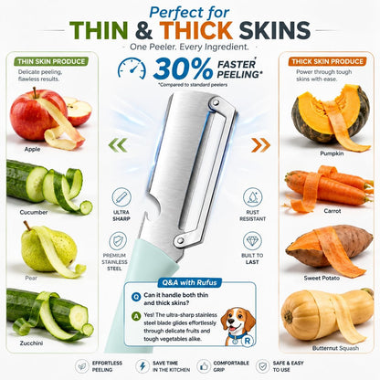 Vegetable Peeler 2 Pack, 3-in-1 Stainless Steel Tool for Kitchen | Fruit peeler and bottle opener with protective covers for drawers, camping, BBQs and RV meal prep