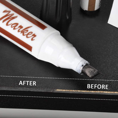 Furniture Repair kit, Wood Scratch Cover Markers*6 and Wax Filler Sticks*6 with Sharpener- 13Pack, Furniture Markers Touch Up Kit for Cover Ups Wooden Floors, Tables, Desks, Carpenters, Stains, Holes