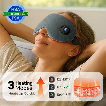 Ezona Cotton Cordless Heated Eye Mask, 2000mAh Warm Eye Compress Mask for Dry Eyes, Washable Eye Heating Pad for Travel, MGD,Blepharitis, Sinus Migraine with 10W Charger（Gray）