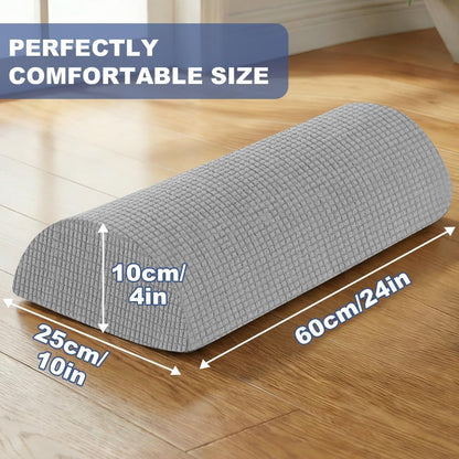 Half Moon Bolster Pillow with Straps, Knee Pillow for Back Sleeping, Under Knee Pillow for Sleeping, Relieves Pain in Legs and Knees, Machine Washable Cover, 24" X 10" X 4", Grey