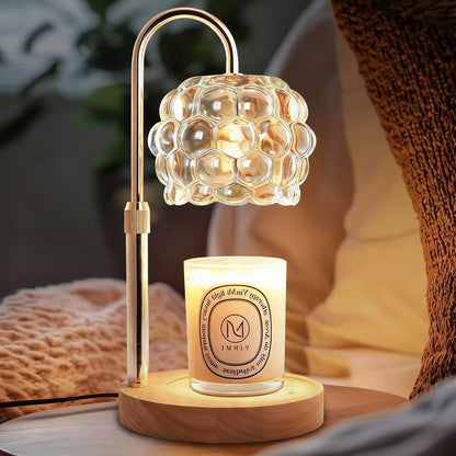 Candle Warmer Lamp with Timer Adjustable - Height Candle Warmer, Dimmer, Black Glass Wax Melting Lamps for Home Decor, for Candles in Jars with 2 Bulbs