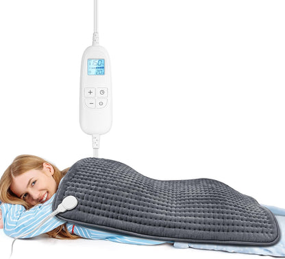 FluffyWarmth Electric Heating Pad for Back, Extra Large 17"x33", Ultra Soft | XXXL for Full Body, Period Cramps, Neck Shoulder Back Pain Relief, 6 Heat Settings 4 Timers Heating Pad, Gifts for Women Men