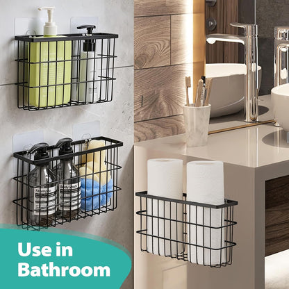 Sinnsally 2 Pack Cabinet Door Organizer,Self Adhesive Lid Organizers Inside Cabinet Storage Boxes,Hanging Storage Basket Organizer Wall Mounted Pantry Caddy Cup Holder for Kitchen,Fridge,Bathroom