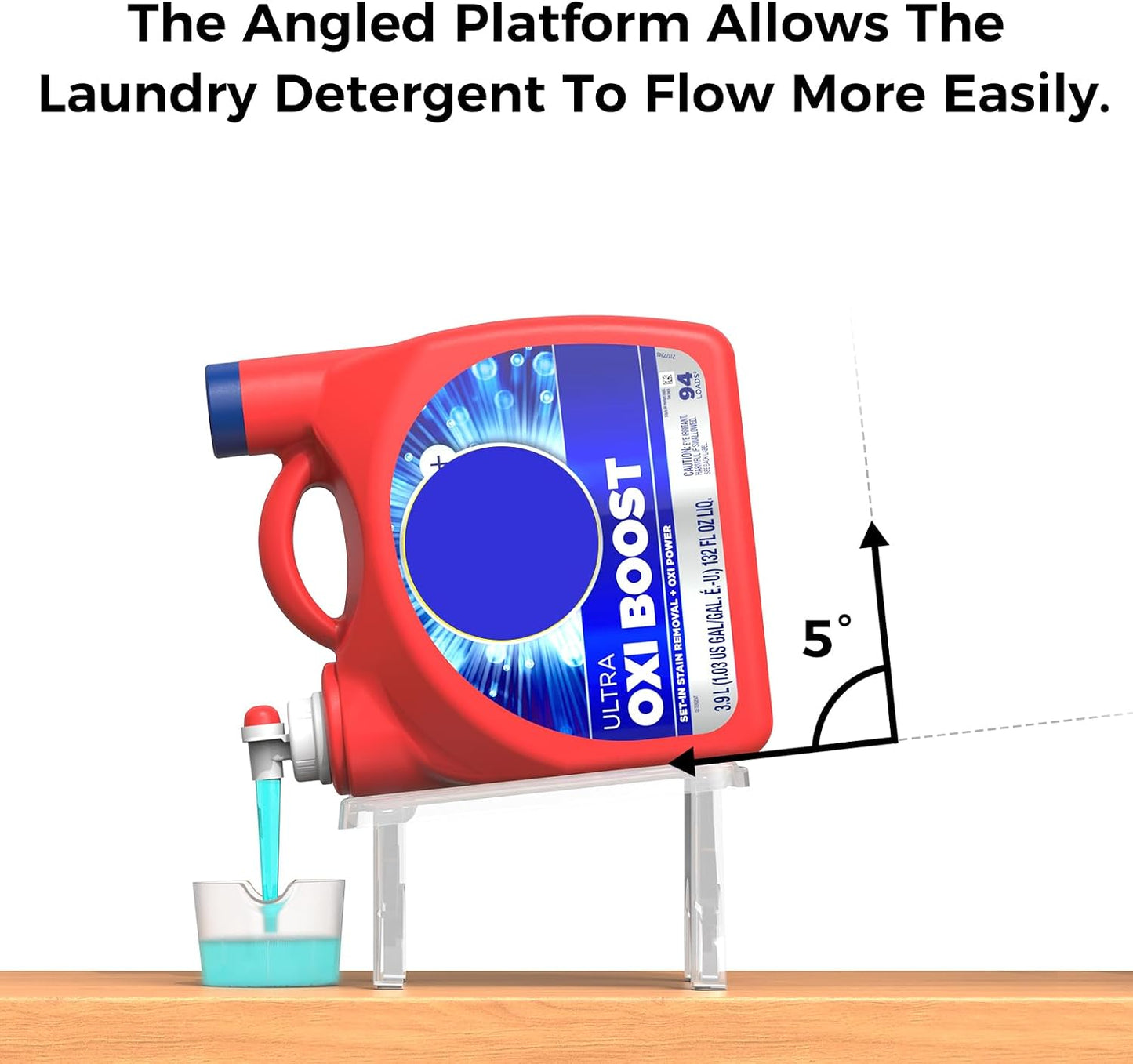 ZHANDEYUA Liquid Laundry Holder, Stand for Laundry Room Organization and Storage, laundry detergent dispenser (Clear) (1Pack)