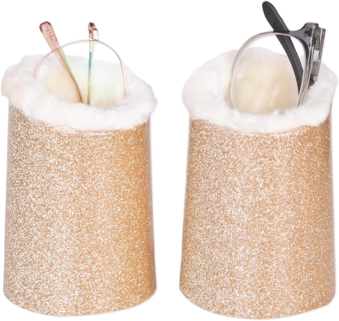 Pack of 2 Plush Lined Eyeglasses Holder Stand Case Glasses Protective Holder for Desks or Nightstands