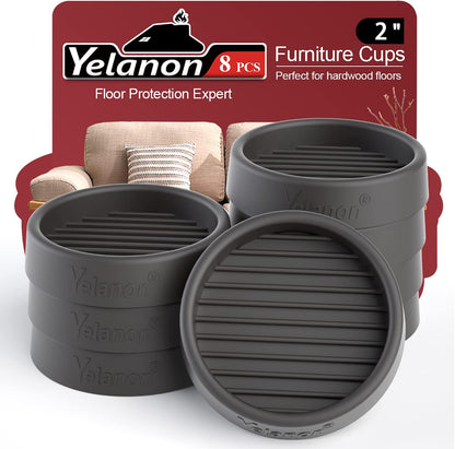 Non Slip Furniture Pads for Hardwood Floors -8 Pcs 3” Furniture Coasters Cups, Anti Skid Furniture Grippers Rubber Feet, Floor Protectors for Furniture Bed Couch Stoppers