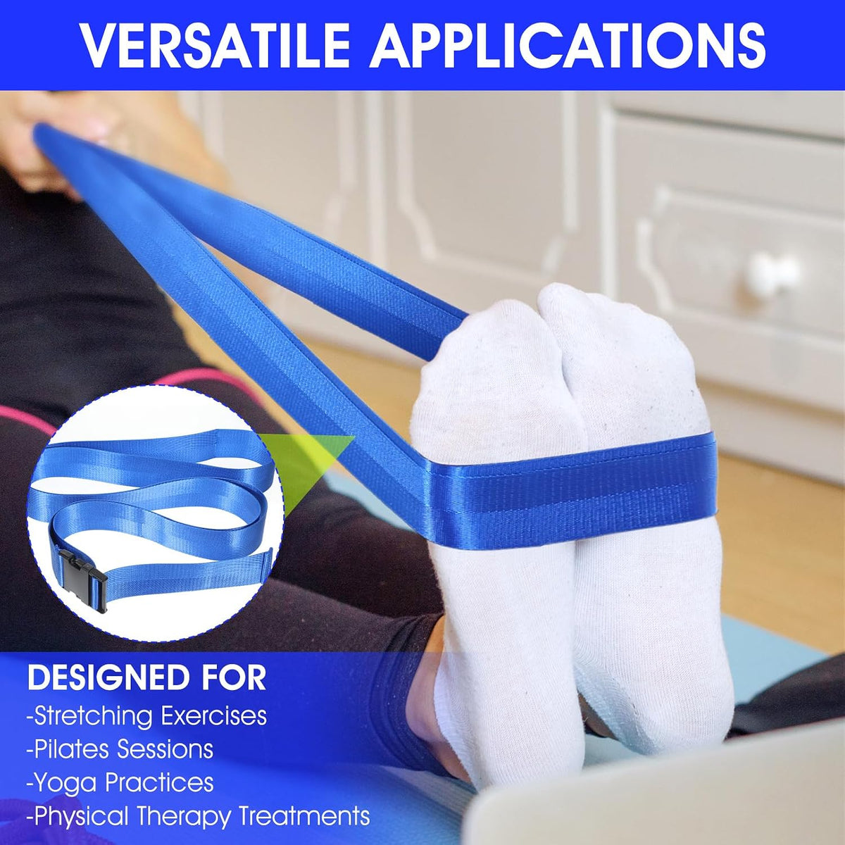 Physical Therapy Strap, Extremity Mobilization Belt, Manual Traction Strap, Adjustable Stretch Straps for Stretching Yoga Leg Shoulder Exercise