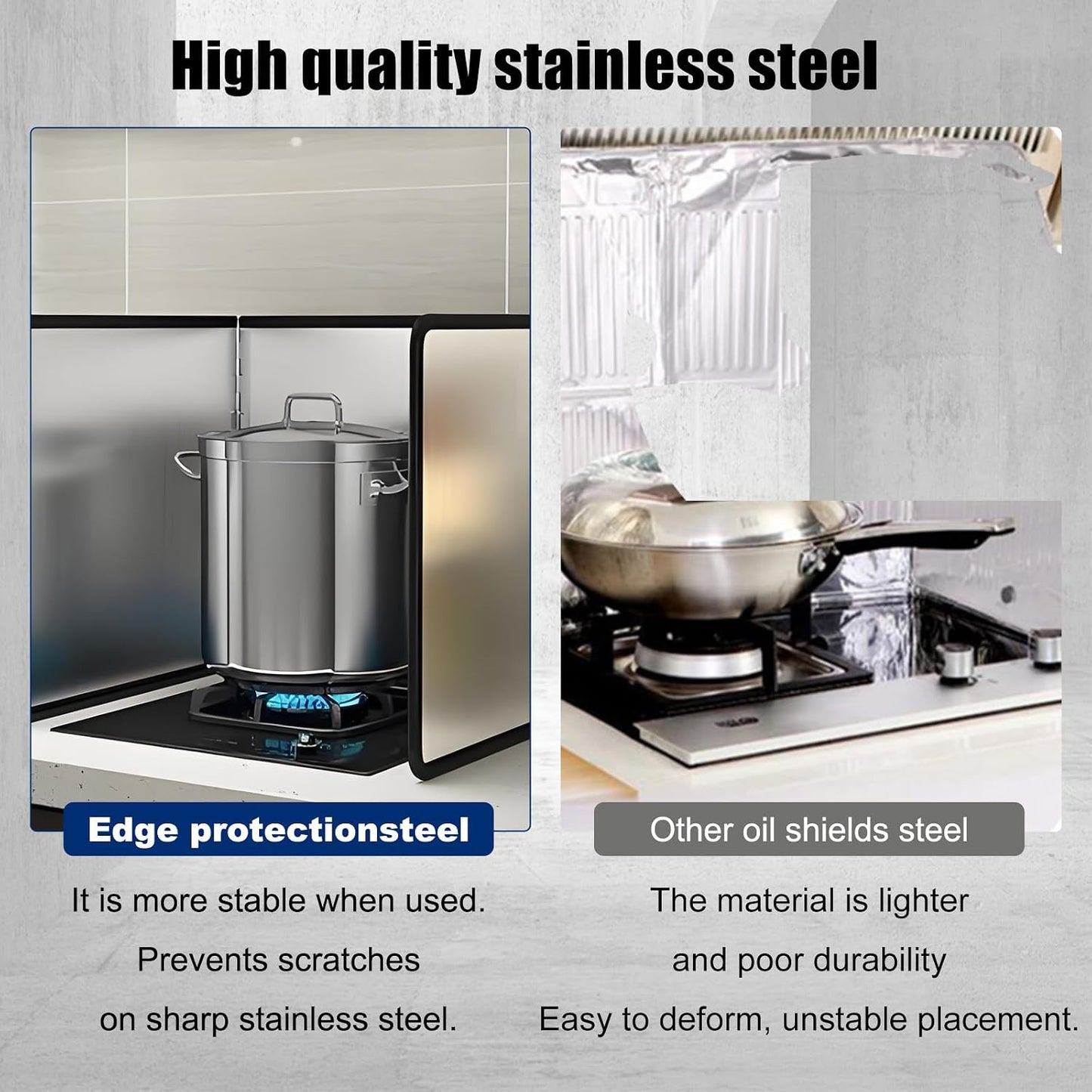 4-Sided Foldable Oil Splatter Guard, Stainless Steel for Frying | Nonstick Oil Splash Insulation, Foldable Design for Easy Storage, Protects Stove & Countertop, Heat Insulation Board